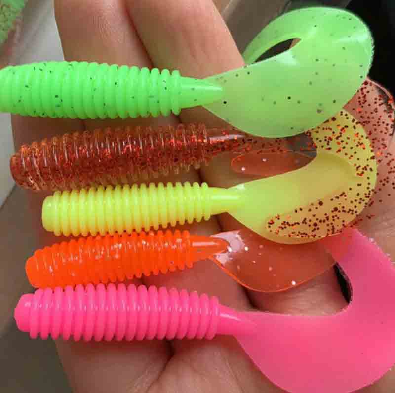 Neon Screwtail Grub Soft Plastics Get Flathead Snapper and Bream 7cm —  LandCaster Tackle